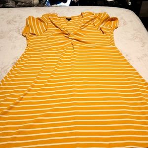Yellow mustard with white stripe summer dress